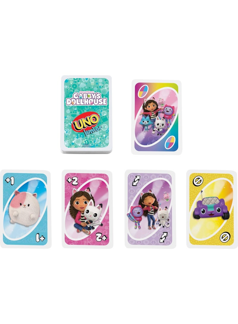 Mattel Games لعبة بطاقات ماتيل جيمز أونو جونيور من جابي's دول هاوس لحفلات الأطفال، ليالي العائلة، العطلات والسفر - Image 5